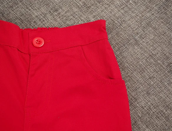 boys bow tie denim shirt and long red pants 2 pcs suit