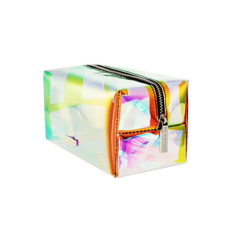 New women Fashion portable holographic laser colorful transparent PVC cosmetic bag