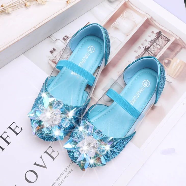 
YY10218S Hot selling glitter crystal decoration shoes kids girls sequins dance shoes 