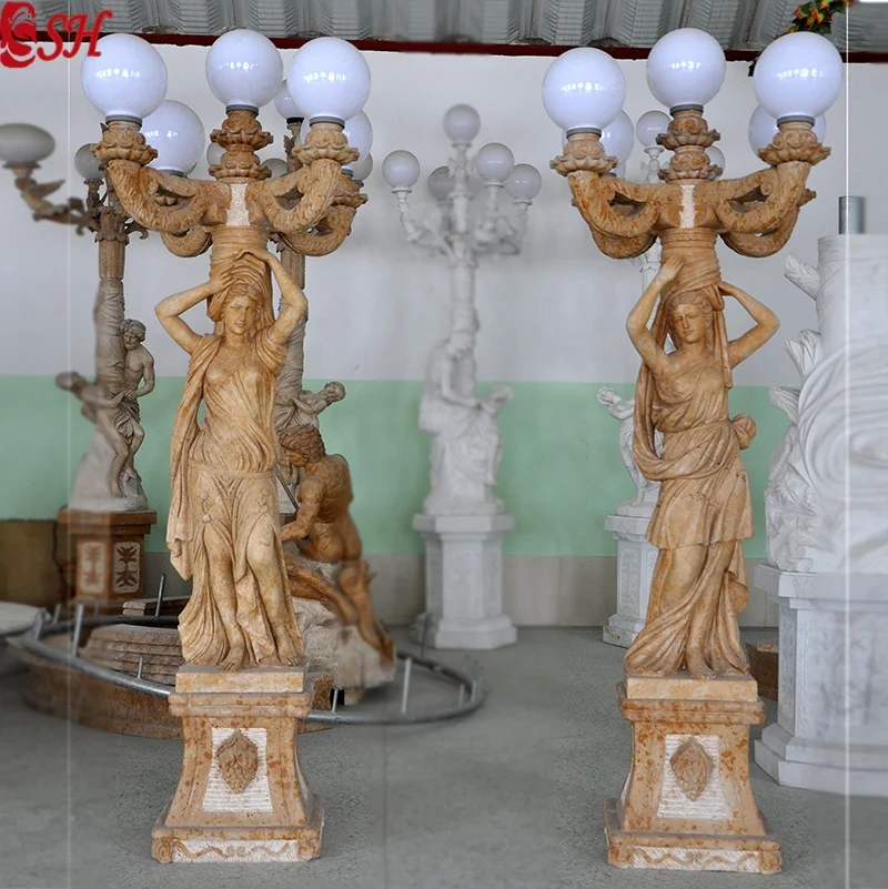 Large Garden Stone Marble Little angel Light Statues