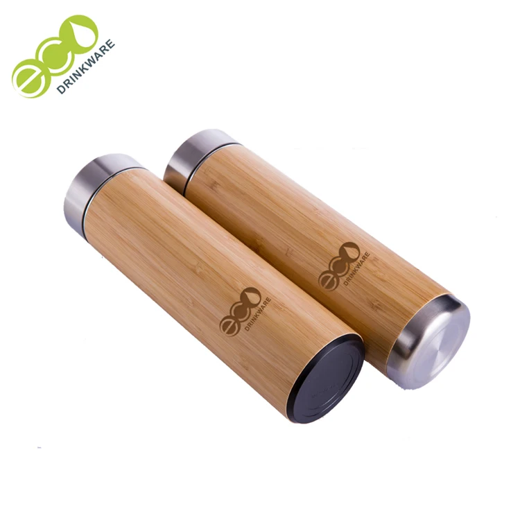 500ml Double Wall bamboo Stainless Steel Vacuum thermos flask with mesh infuser