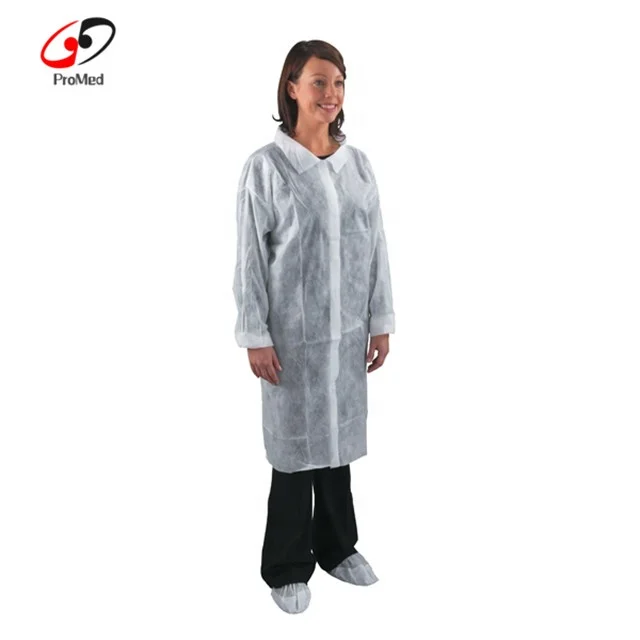 White PP Non Woven SMS Medical Used Chemical Acid Resistant Disposable Lab Coats