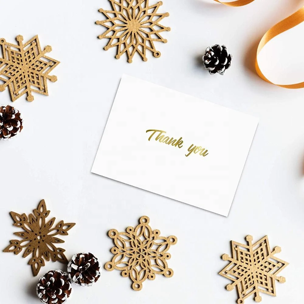 
Thank You Cards with Envelopes - Thank You Notes, white & Gold Foil - Blank Cards with Envelopes For Business, Wedding 
