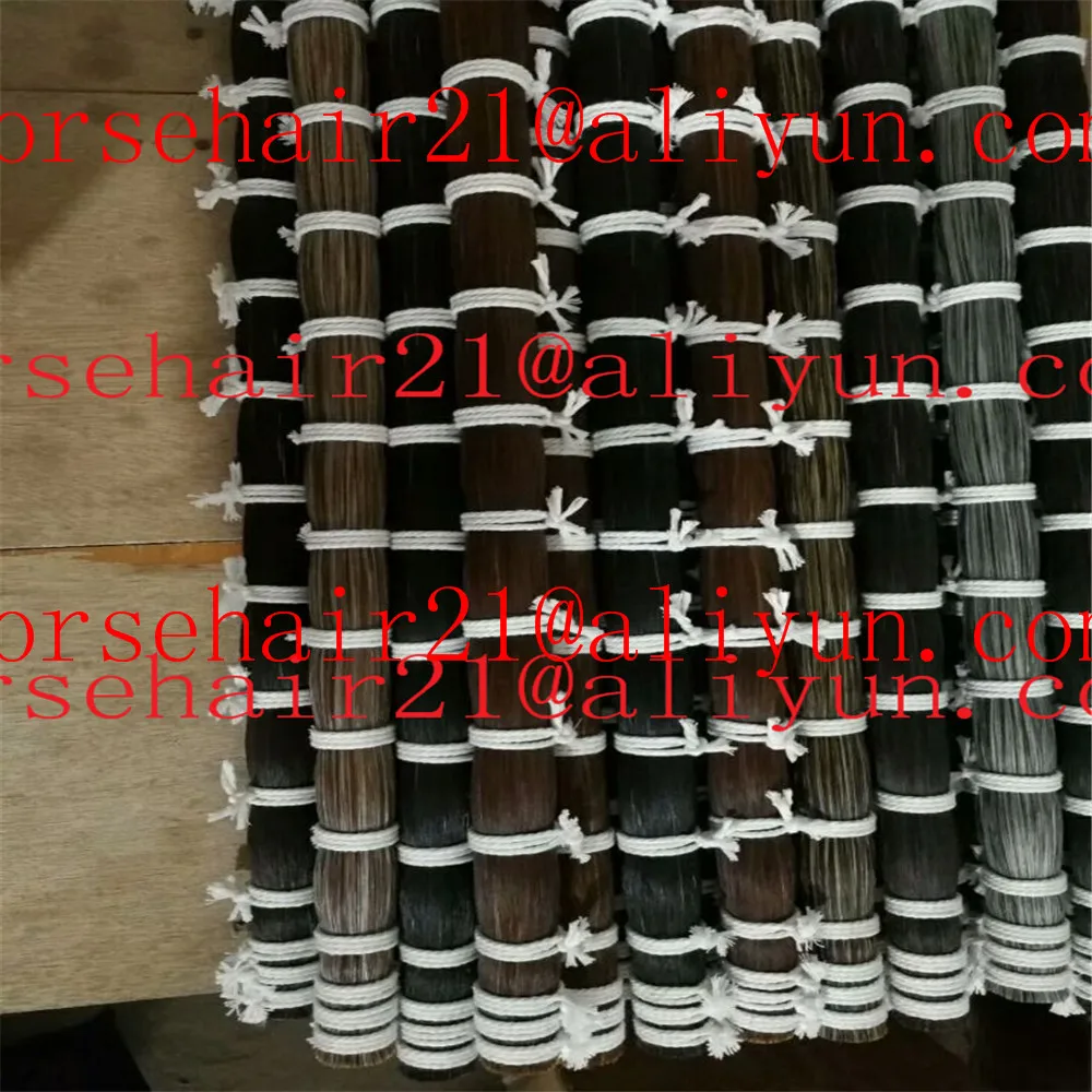 110CM Blunt cut bottom horsetail hair ( double drawn Tail hair ) 36Inch Black horse tail hairs for sale