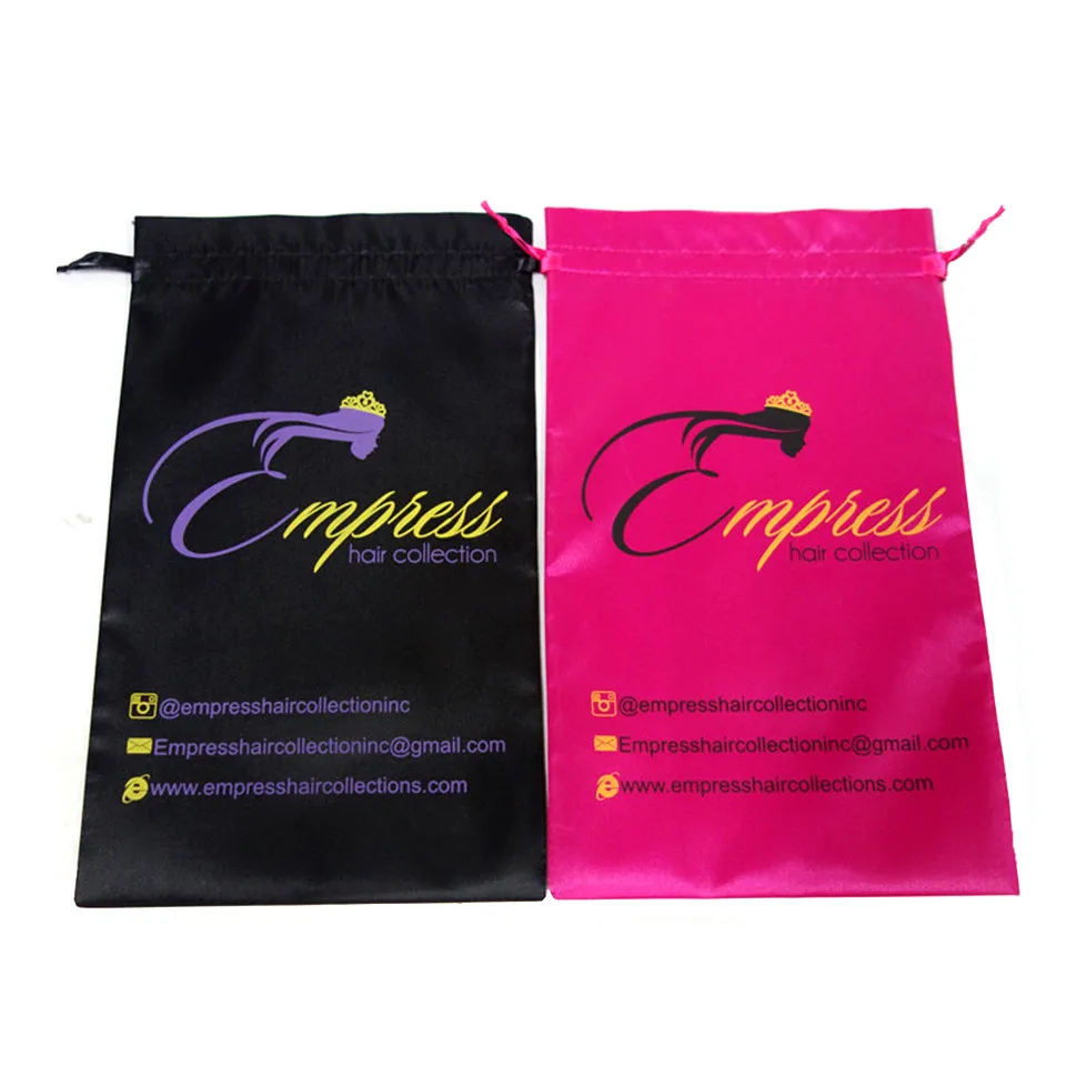 Virgin Hair Packaging Bag with Drawstring Hair Extension Bundles Satin Bag