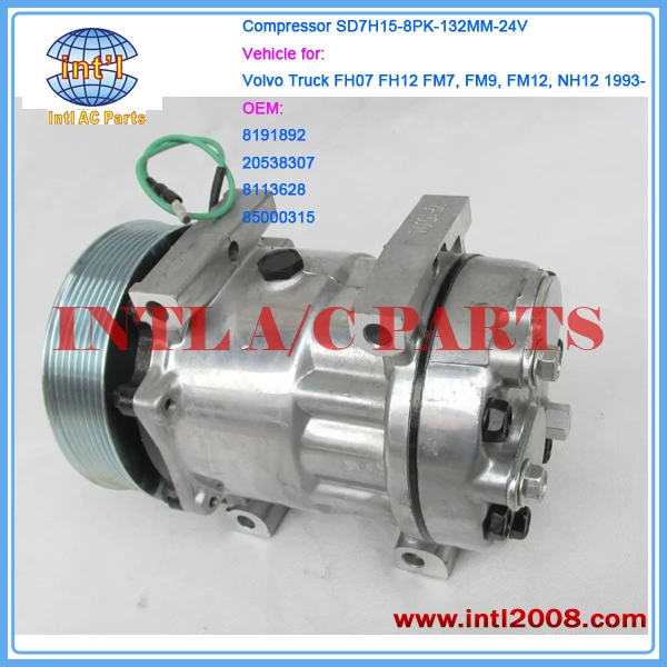 Компрессор кондиционера Sanden 7H15 для автомобиля VOLVO 20538307, 8113628, 8191892, 85000315