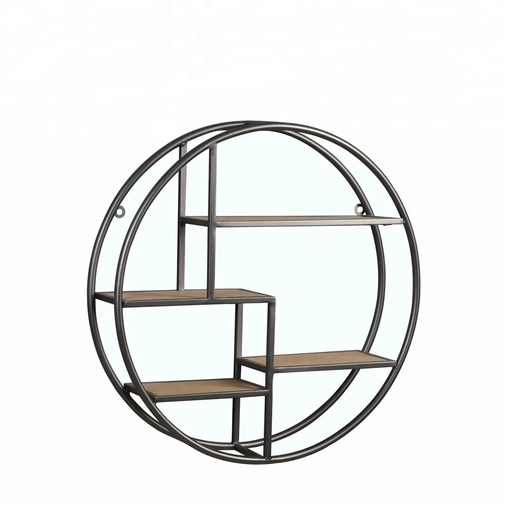 Mayco Home Modern Industrial Round Storage Decorative Wall Shelf