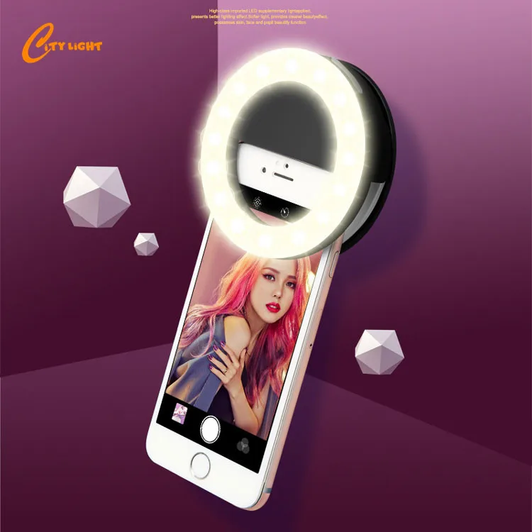 2018 hot sale get beauty rechargeable selfie flashlight for mobile phones