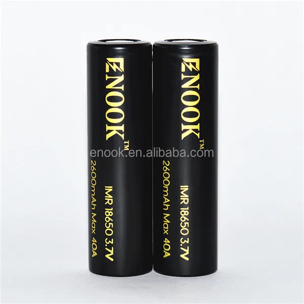 
New product China supplier of Enook 18650 2600mAh 40A 3.7V rechargeable li-mn battery for 3.7v nicd battery pack 