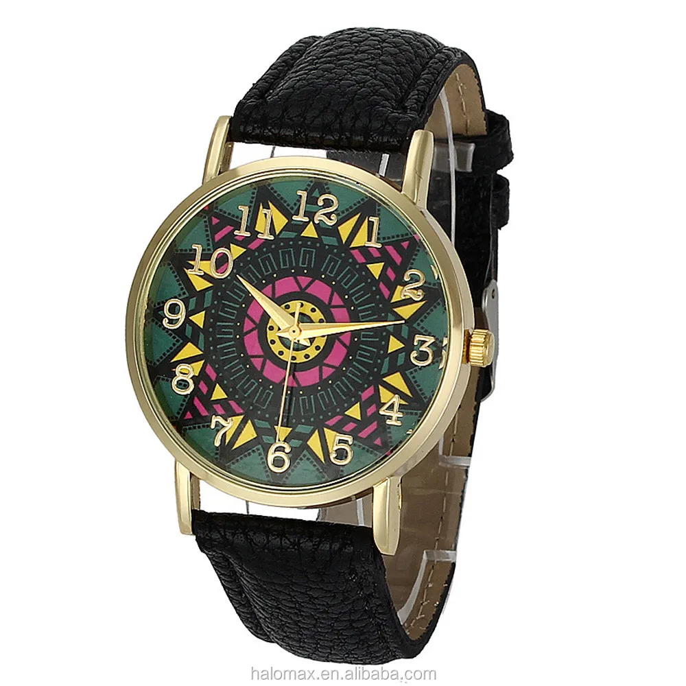 Wholesale Geneva Sun Flower Compass Belt Ethnic Style Ladies Fashion Fashion Watch Sunflower Women  Watch