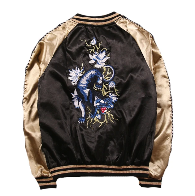 custom satin baseball varsity jackets wholesale Japan style Yokosuka Popular Embroidery plus size hakuryu sukajan jackets