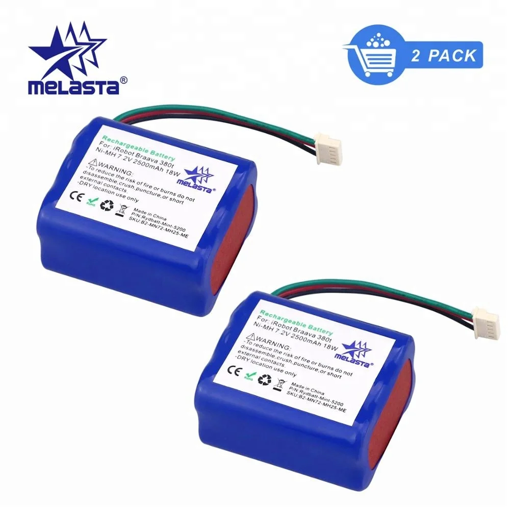 Melasta Wholesale Rechargeable Battery Ni-MH 7.2V 2500mAh for iRobot Braava 380t