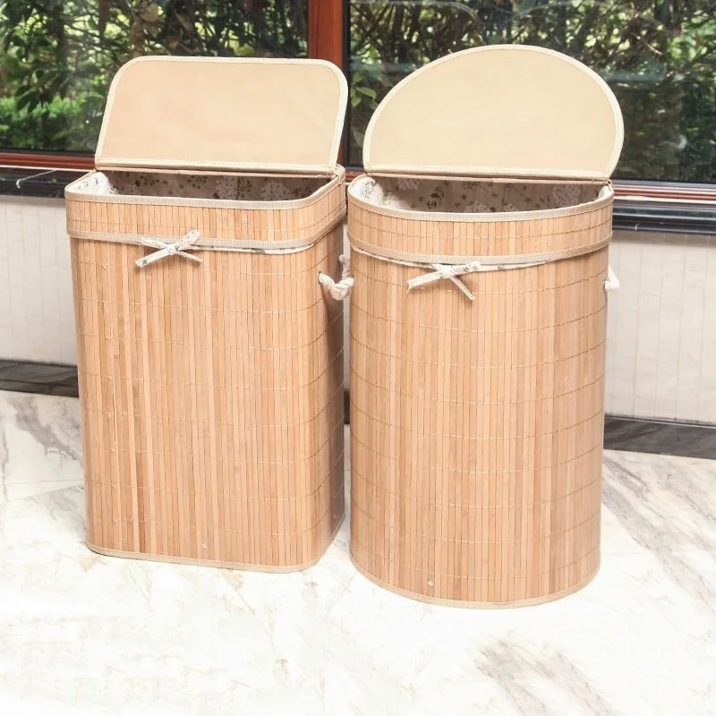 Foldable  Weave Bamboo Laundry Hamper Basket