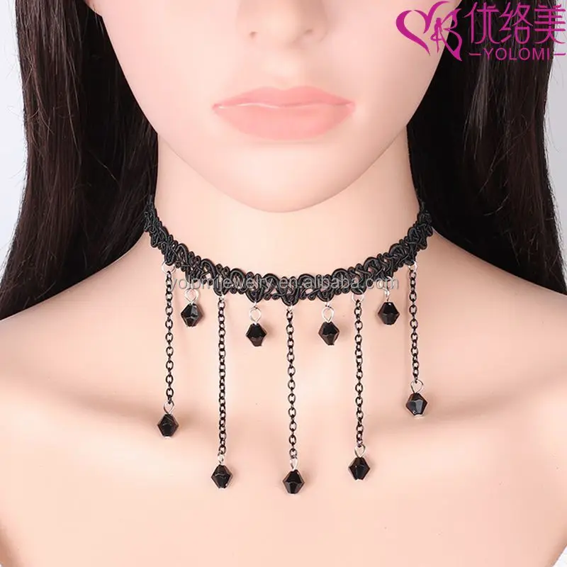 Custom Zinc Alloy Handmade Women Female Leather Black Collar Choker Necklace