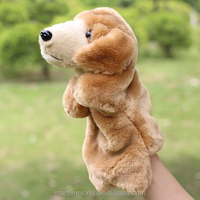 Kids Toy Dog Shape Puppet Hand Puppet Finger Puppet Sack Hand Dolls Plush for Baby Child