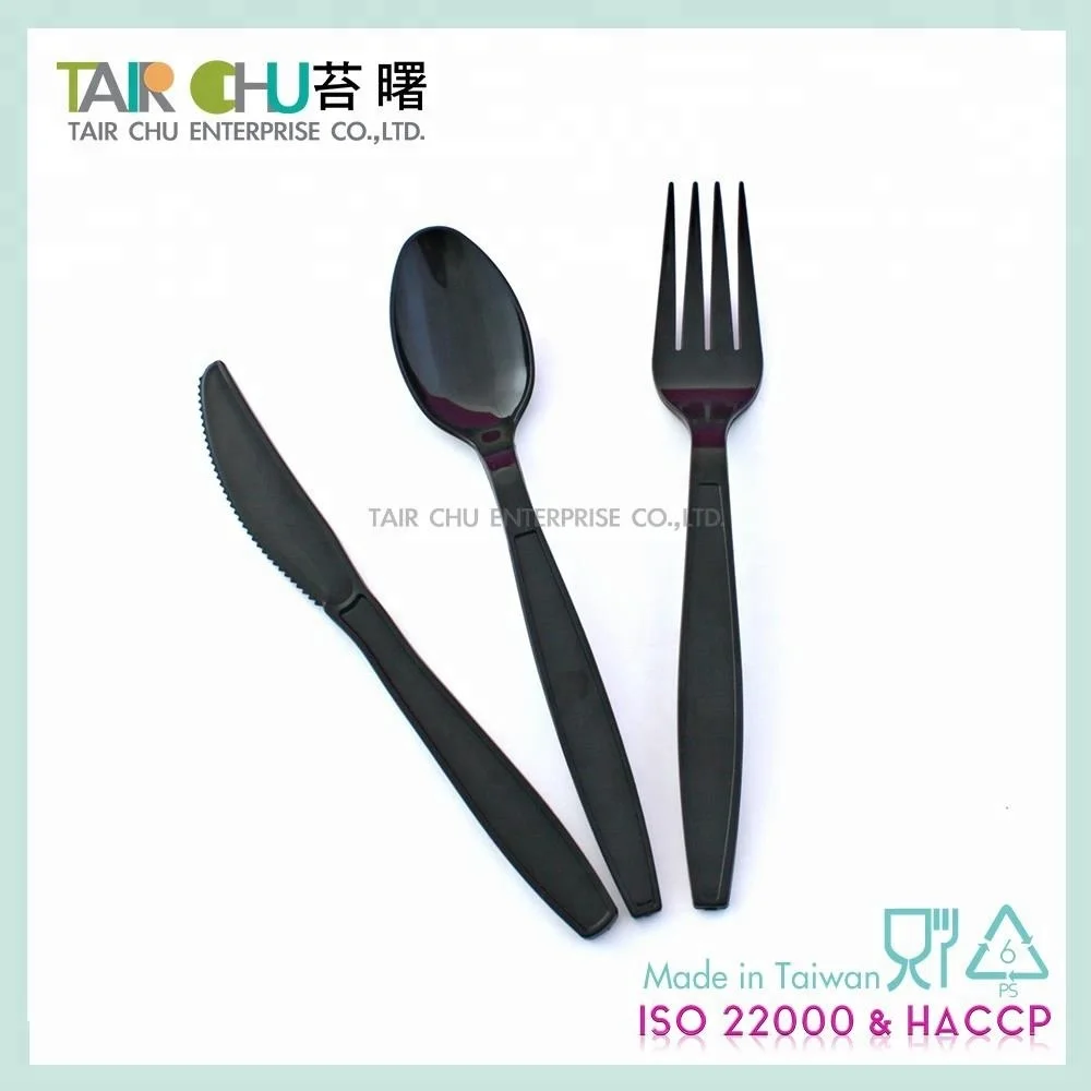 The Cutlery With Classic Black Color For Salad  Disposable Plastic Fork