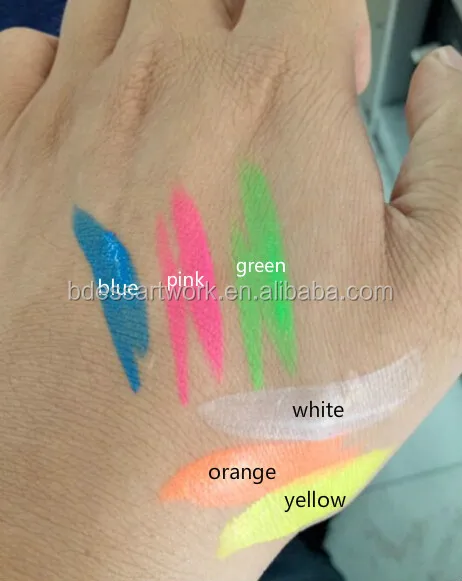 black light glow body paint, party event UV/Neon face paint color for kids and adults