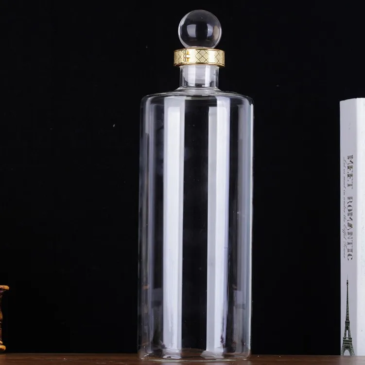 AIHPO06 Manufacture China Unique Decorated Dragon Shaped 750ML Handicraft Blown Glass Liquor Wine Bottles