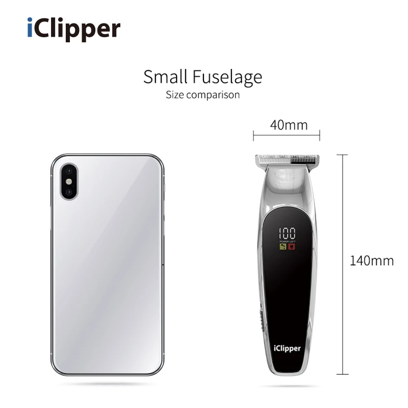 IClipper-M2s Профессиональный парикмахерский Электрический перезаряжаемый беспроводной мини-триммер для волос с ЖК-дисплеем