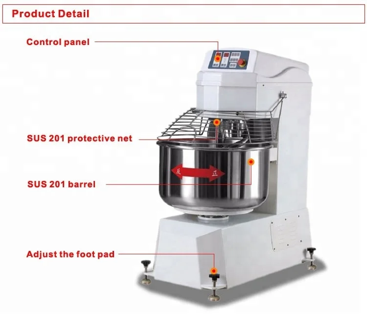 Electric Spiral dough mixer Stainless steel flour dough mixer
