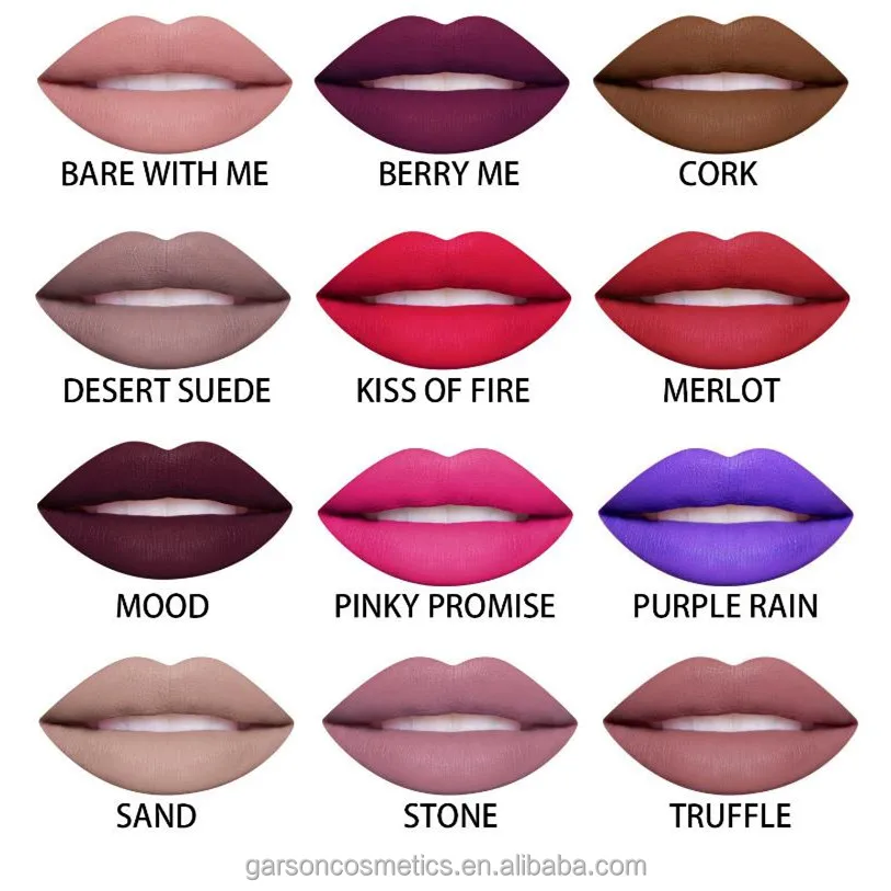 
Garson OEM long lasting lip paint velvet various colors matte lip gloss transparent tube lipstick 