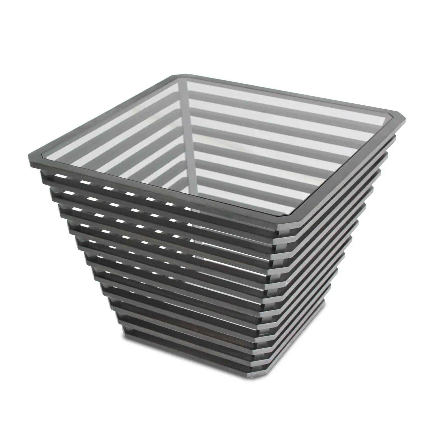 Spectrum Modern unique living room furniture with glass top square bamboo side end Table