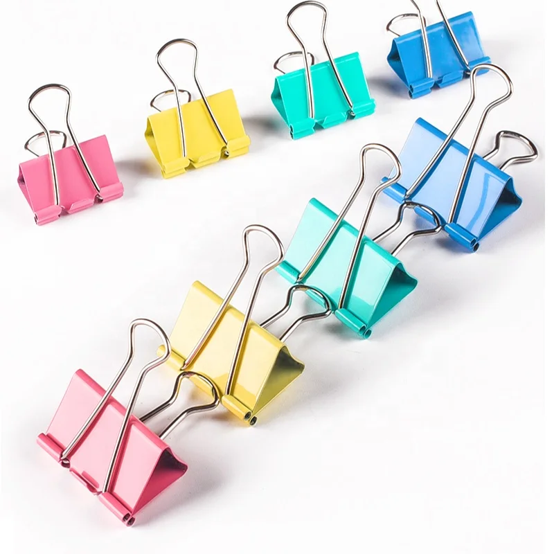 40pcs/box 19mm Metal Binder Clip Paper Clip Clamp Colorful Custom Binder Clips Paper Clamps School Binding Supplies