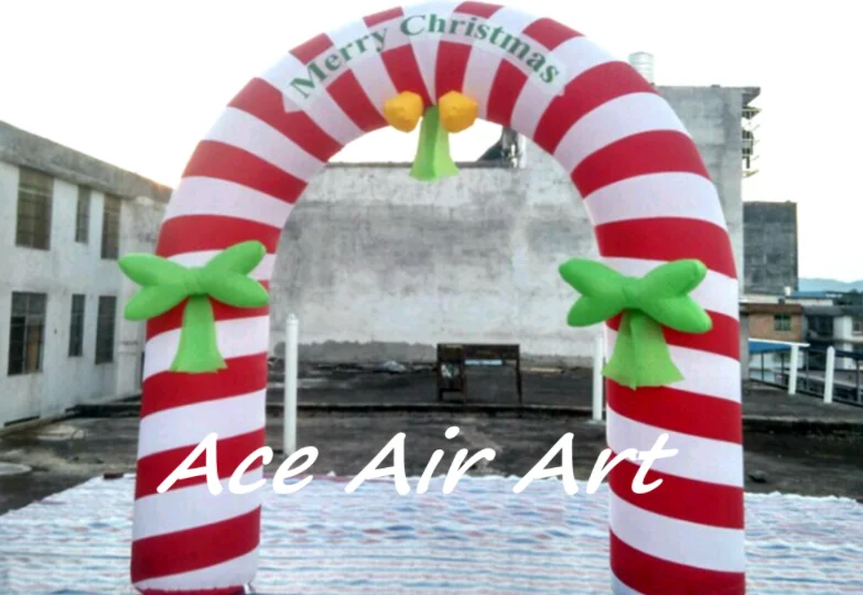 New Style Pretty Cheap Outdoor Inflatable Candy Cane Christmas Archway OXford Material with Blower Balloon Model for Promotion