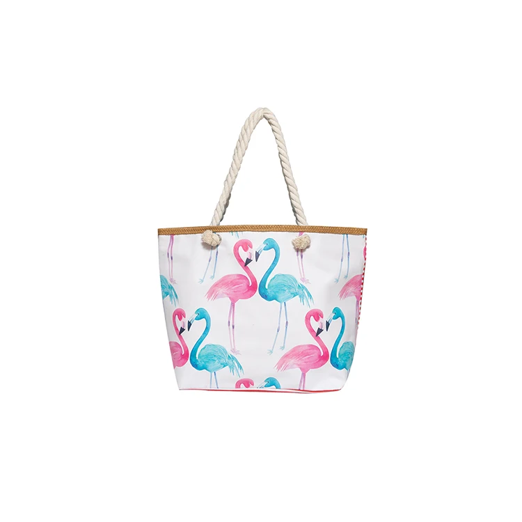 Jakijayi Colorful Flamingo Pattern Printing Pu Beach Bag For Lady