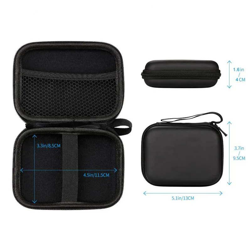 Hard-Shell Storage Portable Square Shockproof Waterproof Earphone Travel Carrying EVA Case with Mesh Pocket