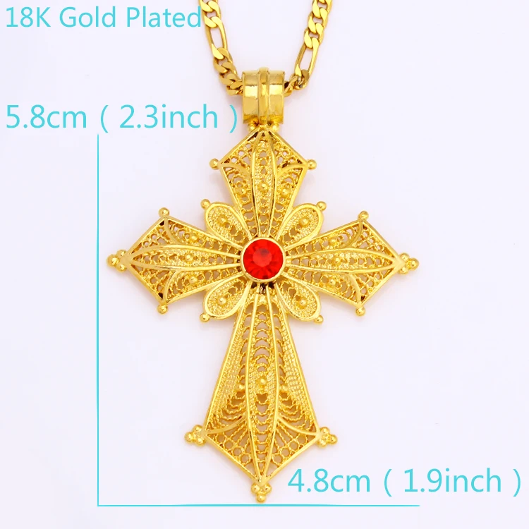 FS Newest Big Cross With One Red Stone Pendant Nice Jewelry For African