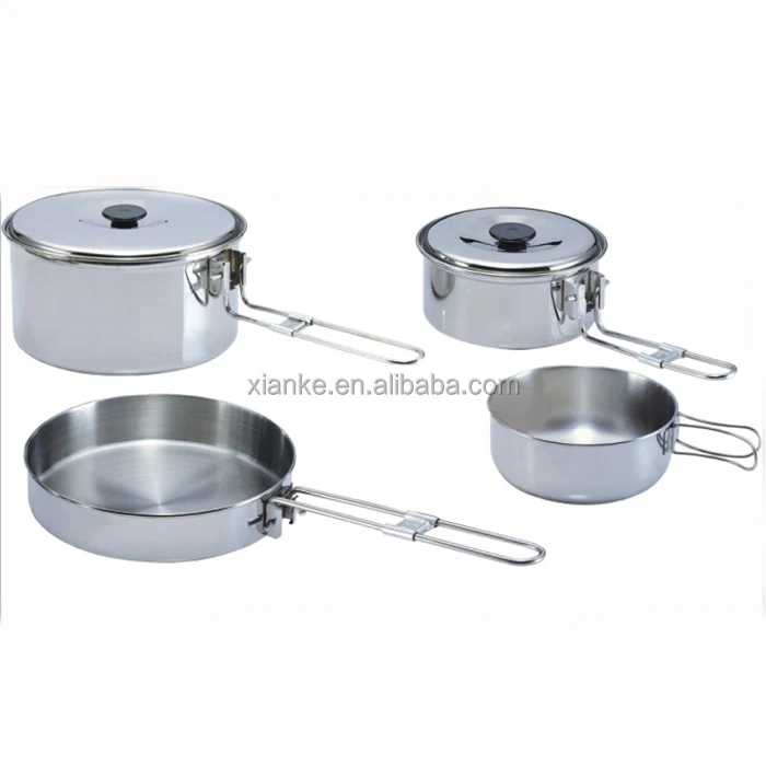 Food grade stainless steel camping cup american metal picnic fry pan set cookware set