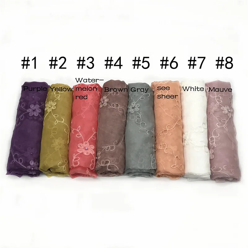 Hot sales national muslim  Arab Long Wrap high quality brede pearl  voile head cover