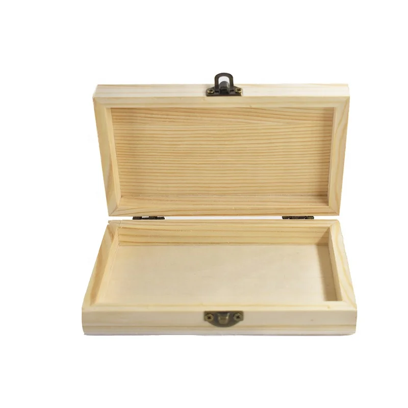 Classic creative wooden box treasure chest with hinge lid