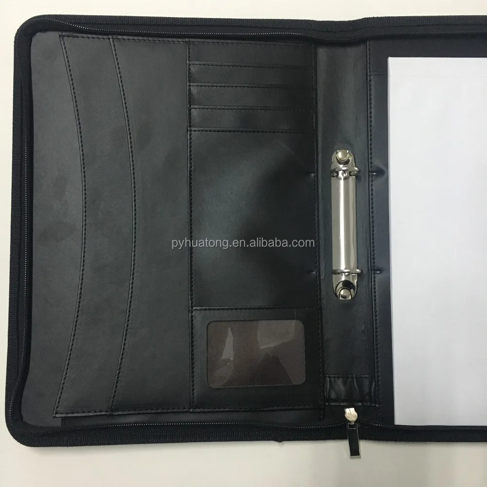 China supplier a4 pu leather compendium/zipper folder