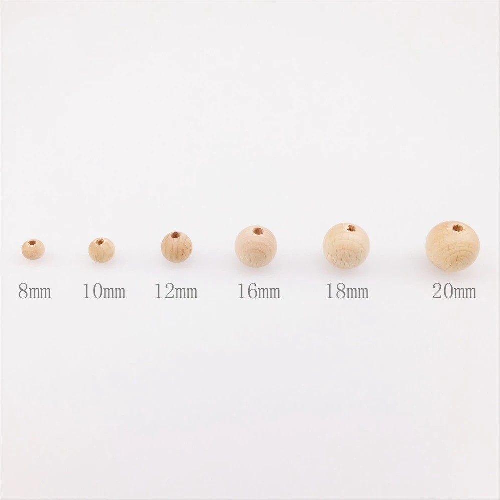 8mm Organic Beech Wood Round Teething Necklace Small Beads for Sale