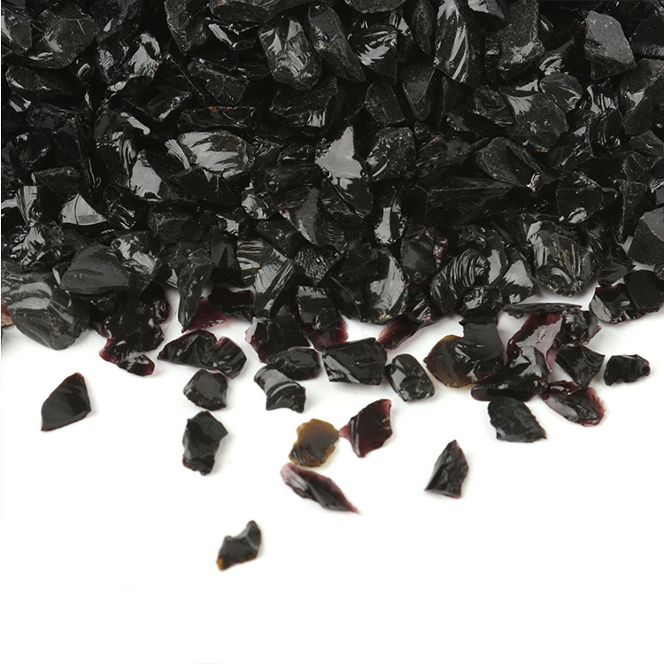3-6mm Decorative Irregular Shapes Black Crushed Fire Glass Gravel Stones for Fire Pit Patio Fireplace Fairy Garden Decoration