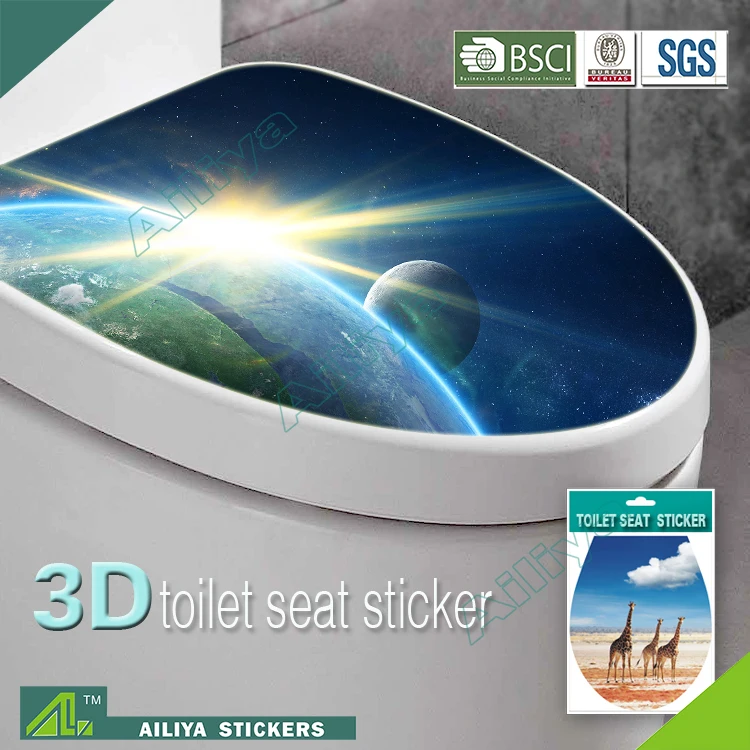 PVC 3d waterproof removable customized design home decorative toilet seat stickers uk