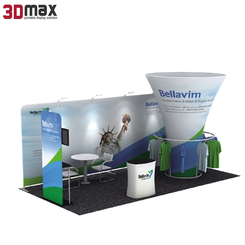 advertising foldable expo exhibition tension fabric photo backdrop booth design 3mx3m frame