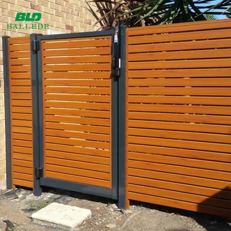 Factory direct sale power coated garden aluminum extruded slat fence gate diy