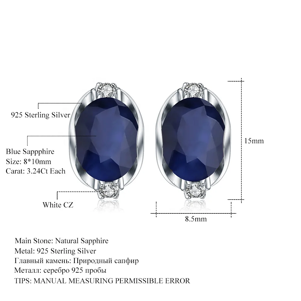 A2053 Abiding Classic Engagement Fine Jewelry Blue Sapphire 925 Sterling Silver English Lock Earrings For Women