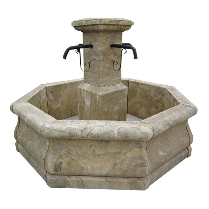 Antiqued Stone Outdoor Pool Fountain for Garden Decor
