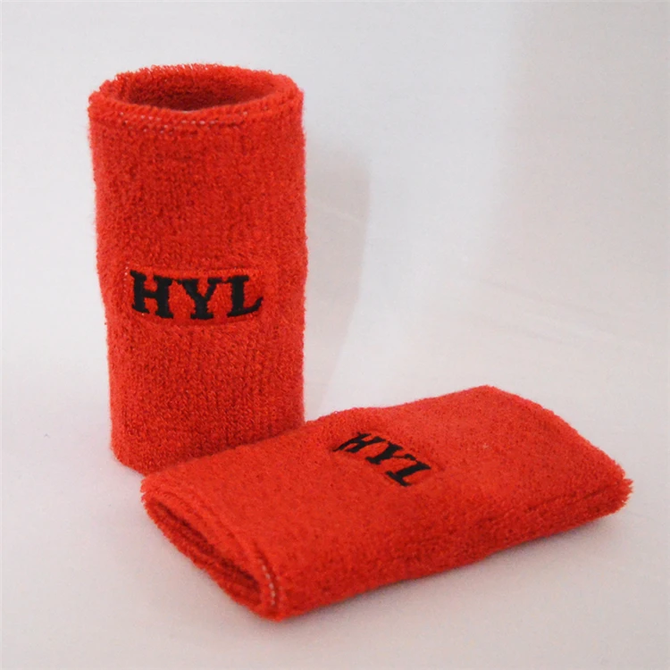
HYL-Towel terry cotton customized logo embroidered sweatbands for wrist 