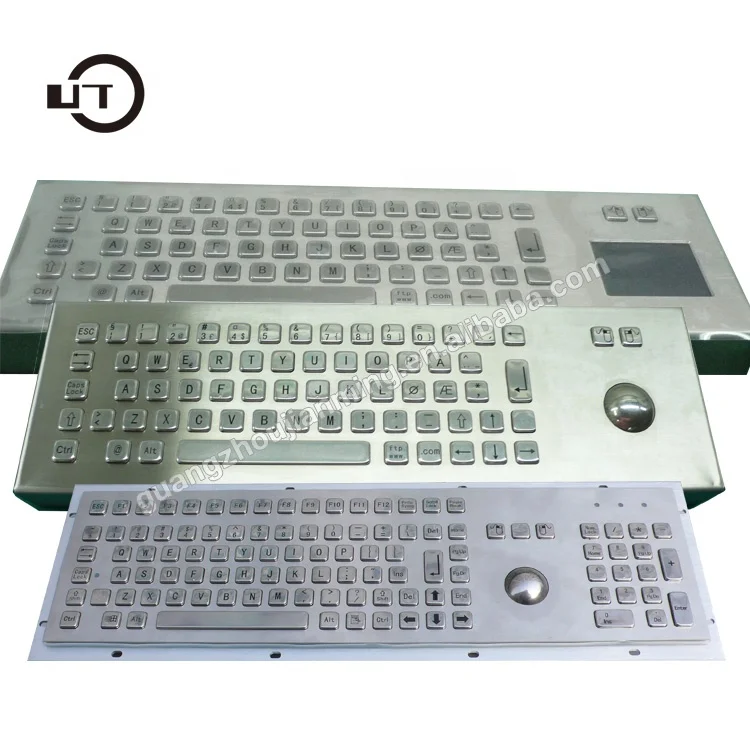 Metal Vandal Resistance Backlit Kiosk Keyboard Waterproof and Dustproof Stainless Steel with Touchpad and Trackball Metal Keybo