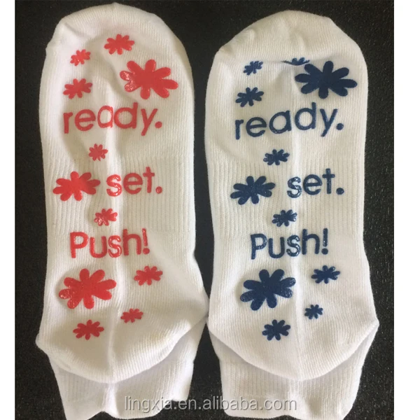 New Goods Women Combed Cotton Labor and Delivery Socks, Inspirational Fun Non Skid Push Socks For Maternity