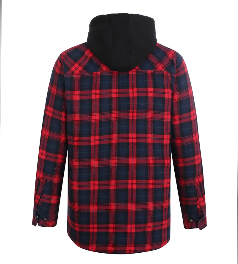 quilted mens thick jacket shirt with hood men winter jacket