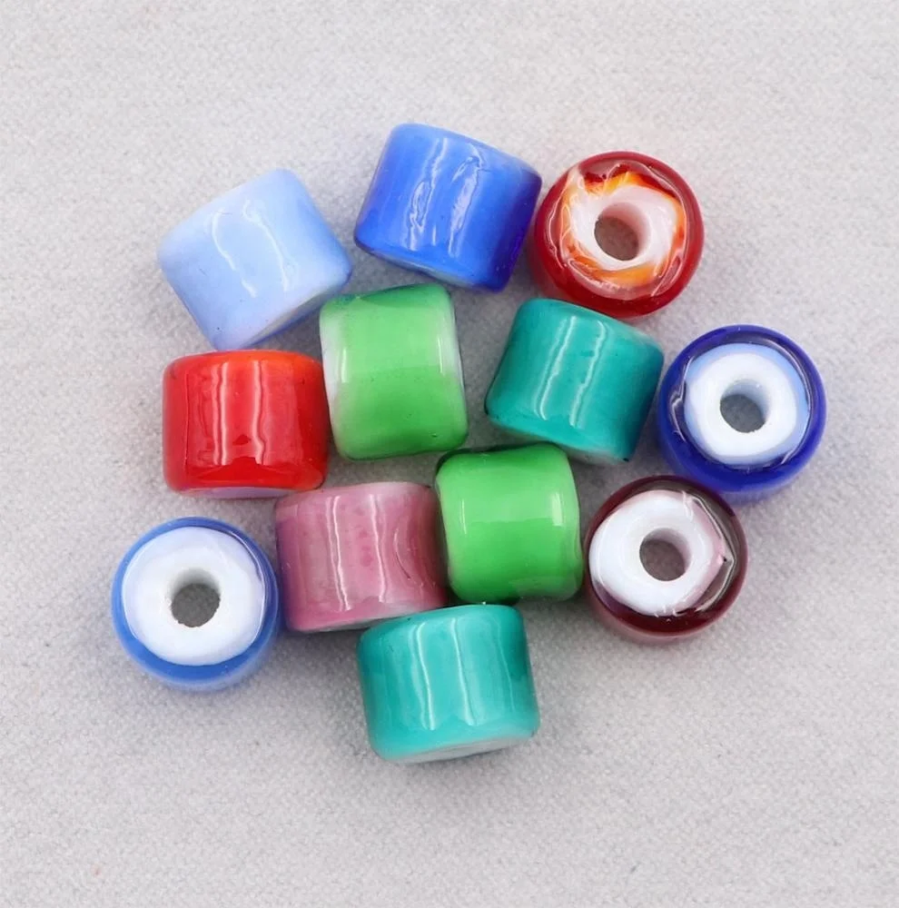 8*10mm Cylindrical Old Nepalese Glass Barrel Spacer Handmade Colored Cheap China Glass Beads Wholesale
