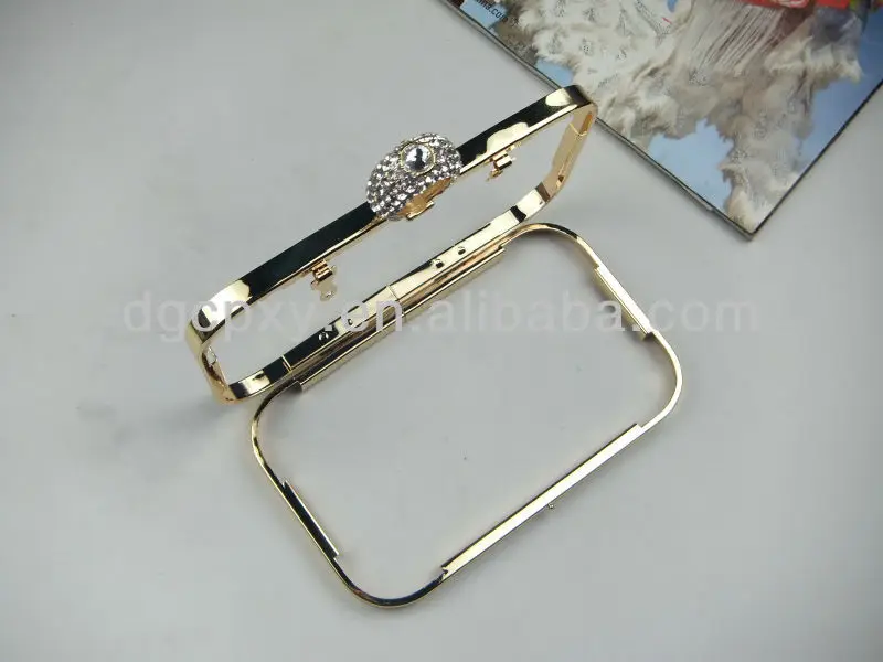 2014 новая мода! 6.4 дюйм золотую высокое- сорта металла сцепления& бумаёник& кошелек рамка с блестящими алмазов сделано в китае