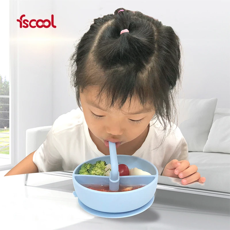 Custom  Eco-friendly Strong Suction Bowl Set Baby Feeding Kids Silicone Bowl