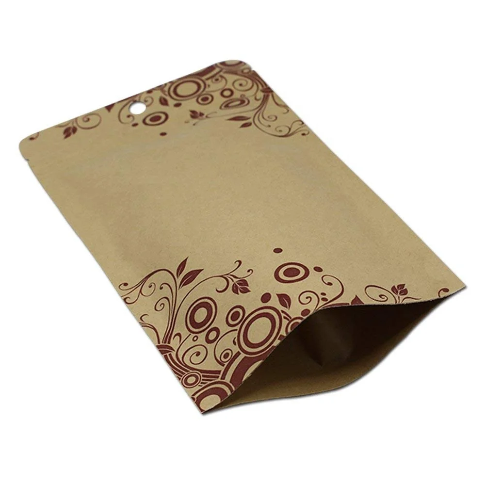 Foil Heat Seal Kraft Paper Stand Up Zipper Bags Coffee Nuts Food Package Bag Custom Mylar Bag